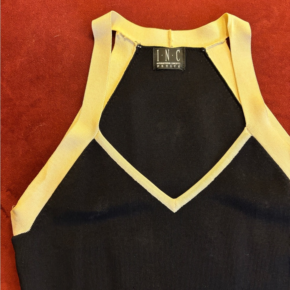 INC Black and White Halter Top